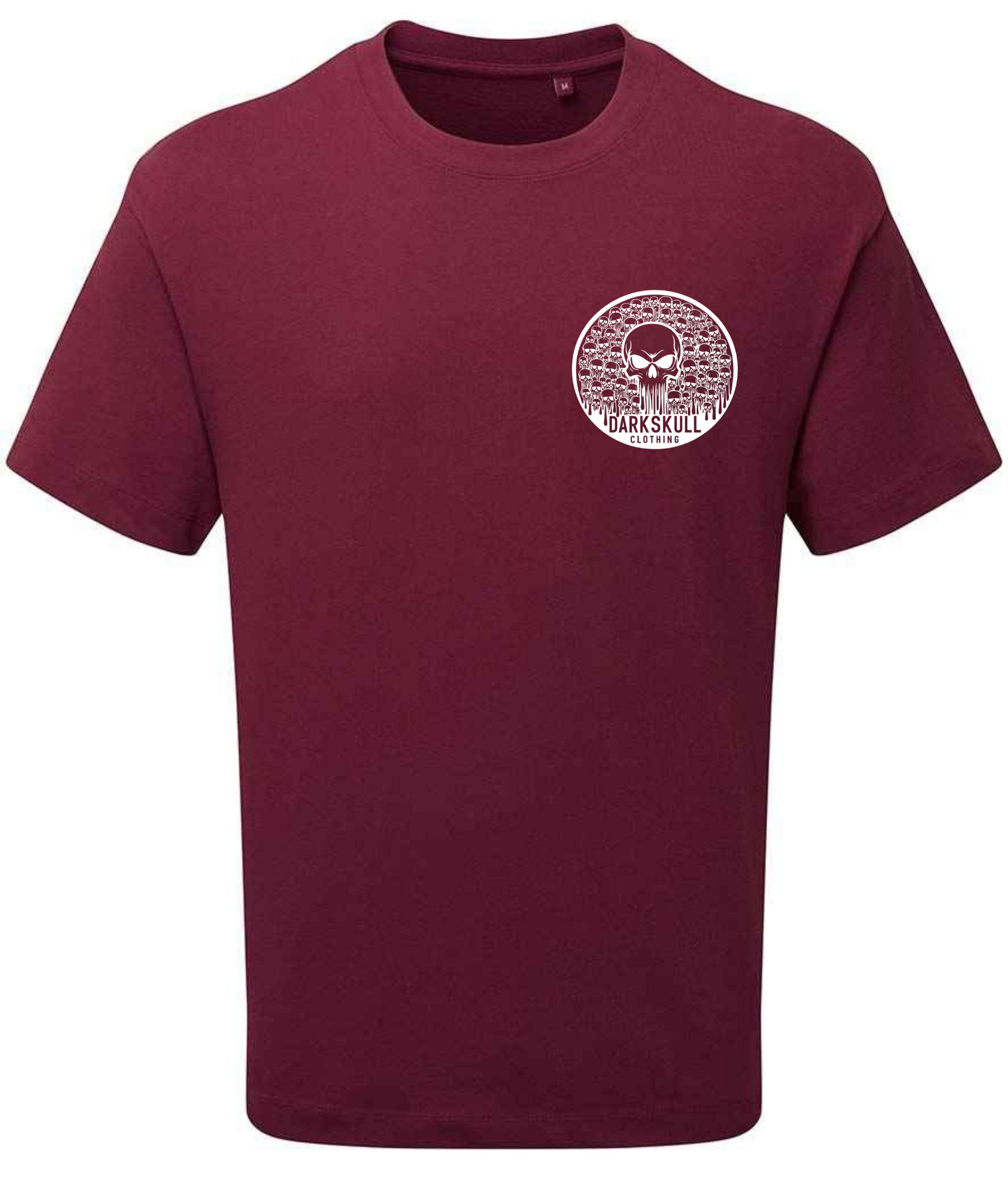 Burgundy t shirt with white Darkskull logo